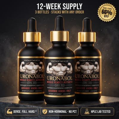 Three bottles of Uronabol Muscle Density Activator, 12-week supply